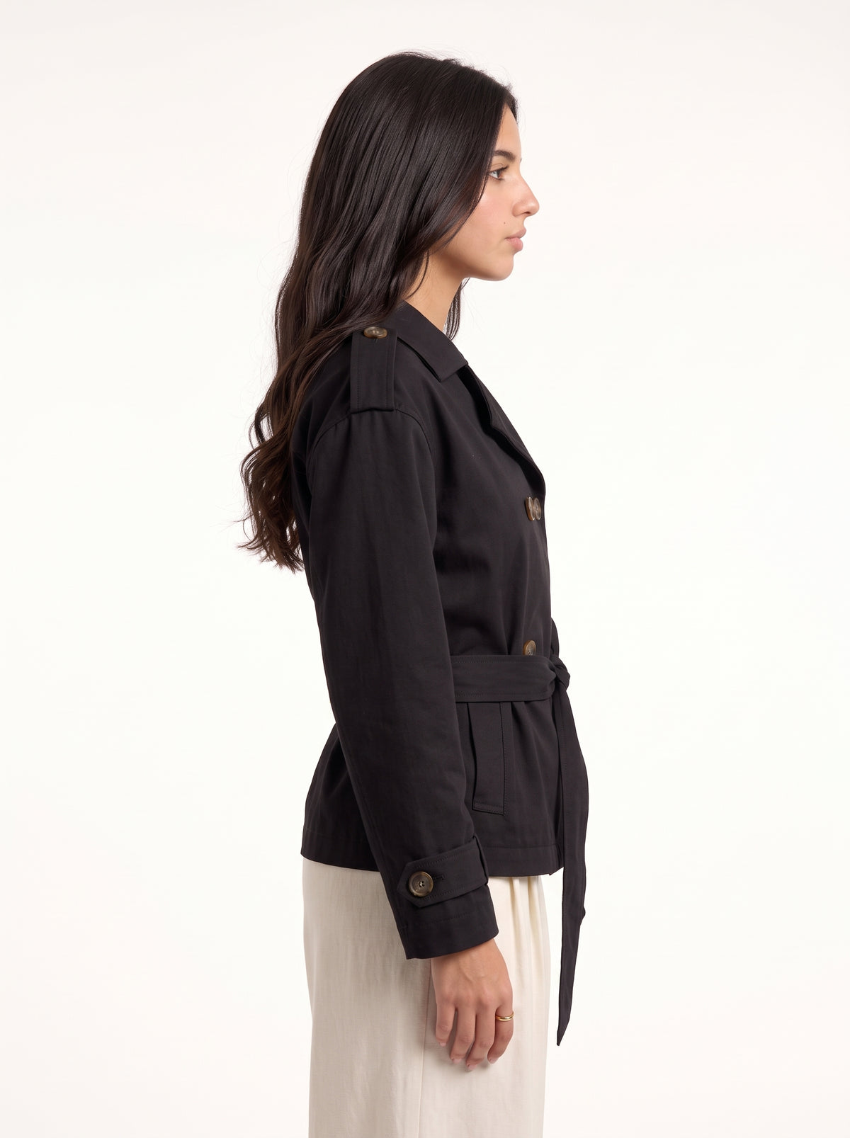 L’Officière Cropped Trench (Black)